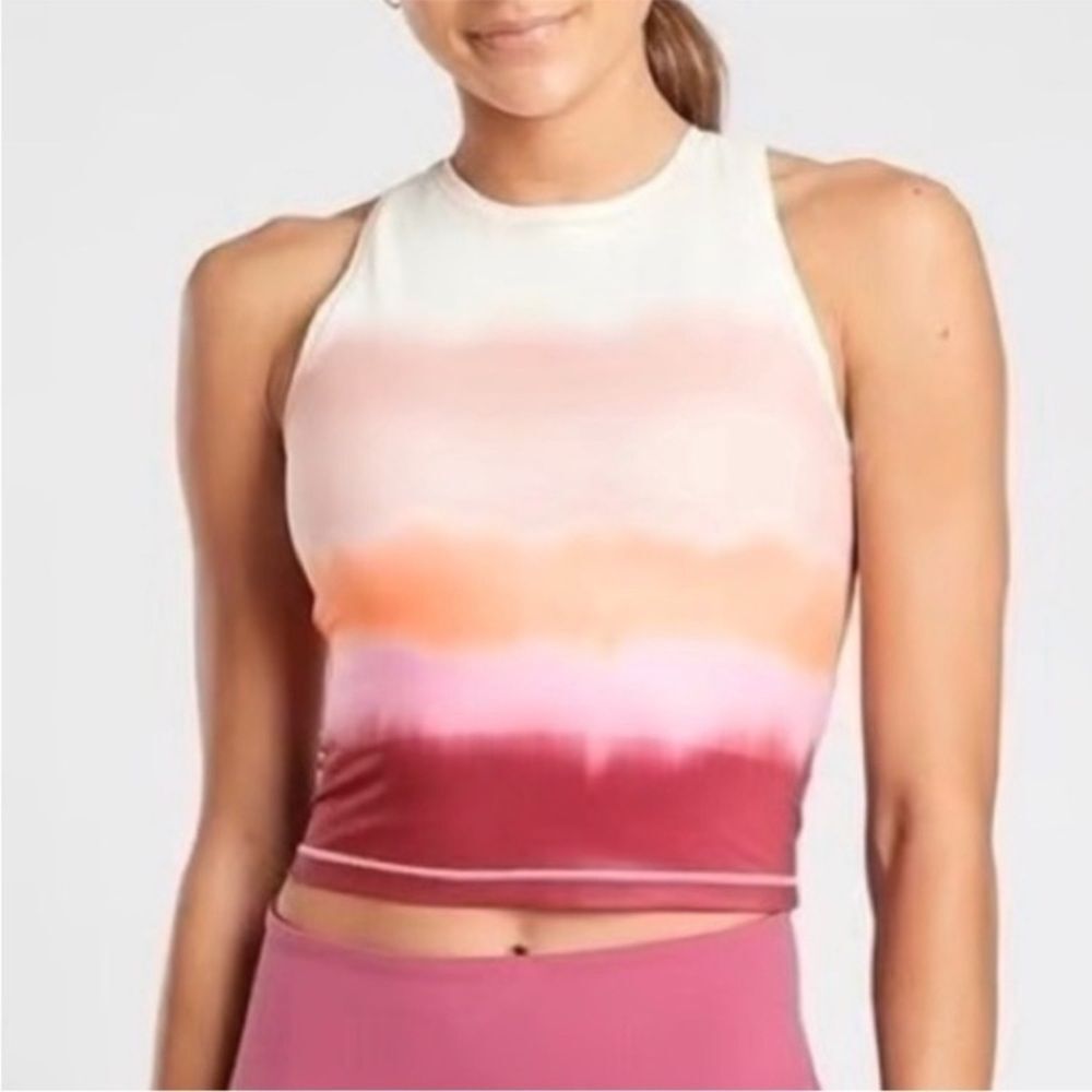 NWT Athleta Shanti Printed Crop Tank 2X White Orange Purple Ombre